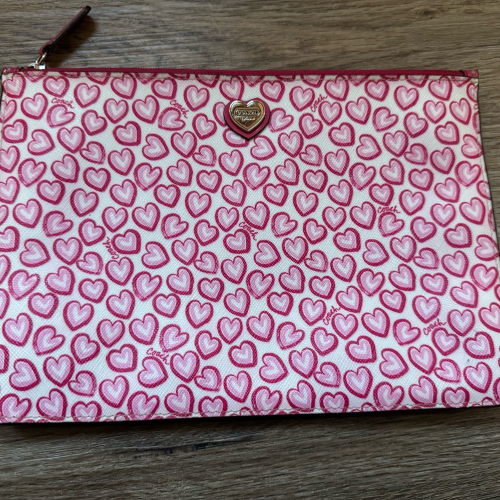 Coach Pink Heart Pattern Clutch